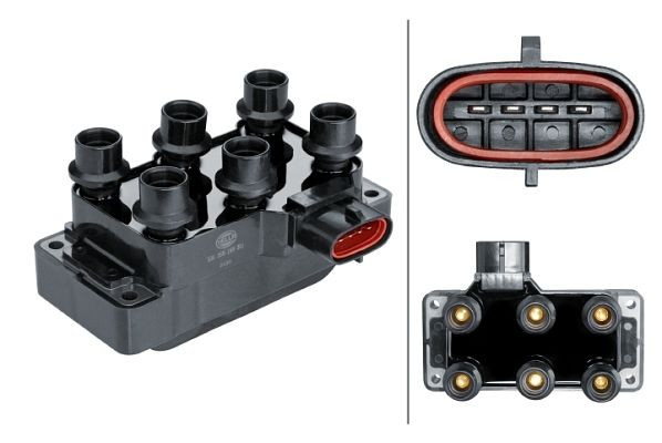 HELLA Zündspule, 4-polig, Blockzündspule, geschraubt, 5DA 358 168-301