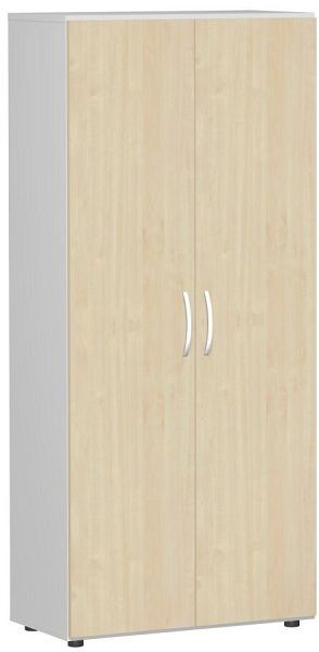 geramöbel Flügeltürenschrank mit Standfüßen, inkl. Türdämpfer, abschließbar, 800x420x1808, Ahorn/Lichtgrau, S-385100-AL