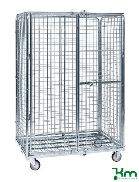 Kongamek Sicherheitscontainer, 2 Lenk- und 2 Bockrollen mit Bremsen, KM120510B