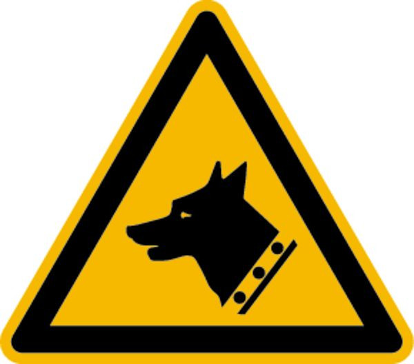 Schilder Klar Warnzeichen Warnung vor dem Wachhund DIN EN ISO 7010-W013, 100 mm Folie selbstklebend, 7422/61