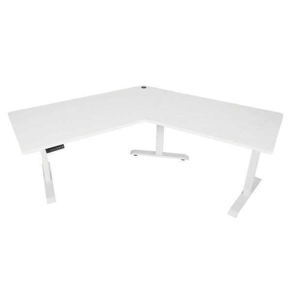 Mendler Schreibtisch HWC-D40, Computertisch, 120° elektrisch höhenverstellbar, weiß, weiß, 75762+75760