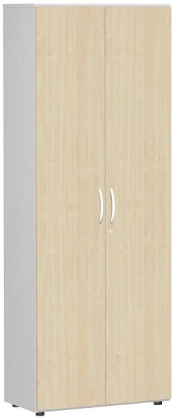 geramöbel Flügeltürenschrank mit Standfüßen, inkl. Türdämpfer, abschließbar, 800x420x2160, Ahorn/Lichtgrau, S-386100-AL