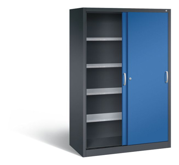 C+P Schiebetürenschrank Acurado, H1950xB1200xT600mm, Farbe: Schwarzgrau / Enzianblau, Bügelgriff, 2069-00 S10100