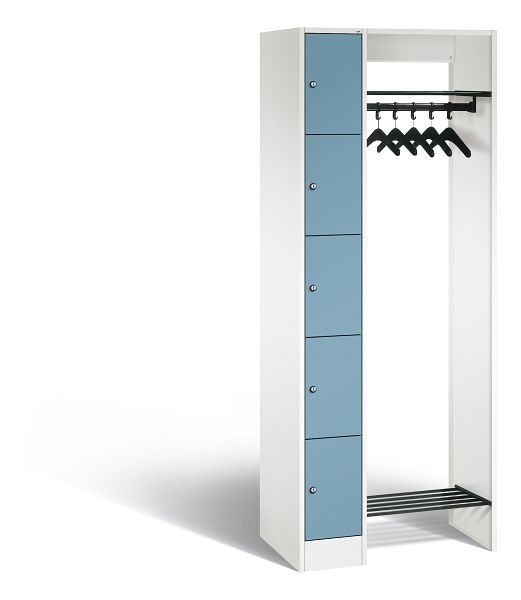 C+P Garderobe Serie 8070, H1950xB740xT480 mm, Weiß/Horizontblau, 80700-00 S10357