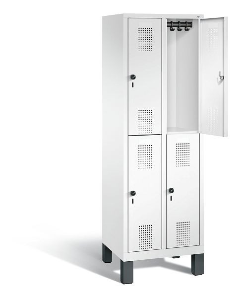 C+P Spind doppelstöckig Evolo, H1850xB610xT500mm, Farbe: Verkehrsweiß, 48310-20 S10354