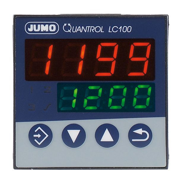 JUMO Kompaktregler, Format 48x48 mm, AC 110 bis 240 V, Anzahl der Kontakte als Schließer: 1, zwei Relaisausgänge, 00610812