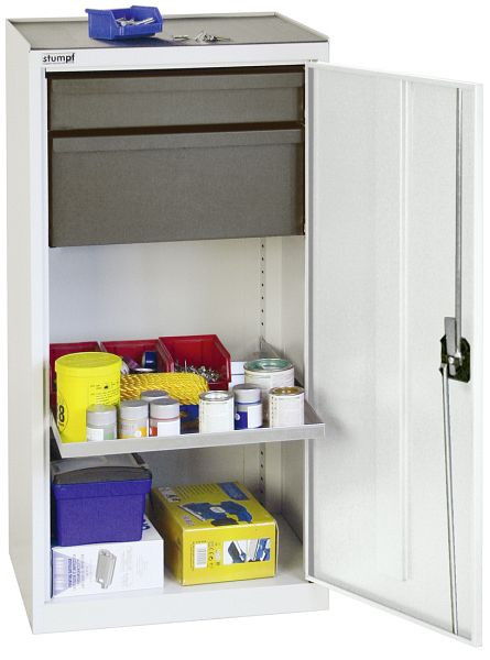 stumpf Werkzeug- und Materialschrank Serie 3000, 7035/7035, 1 Schublade 100 mm, 1 Schublade 200 mm, 1 Wannenboden, lichtgrau, 3001307