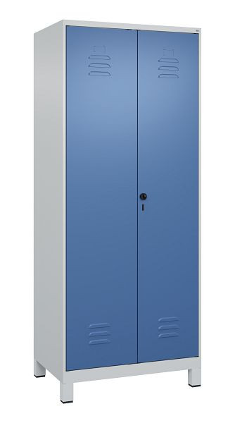 C+P Umkleidespind Classic PLUS SW, Füße, 2 Abteile, 1950x800x500mm, 7035/5023, Drehriegel, 080012-22 S10005