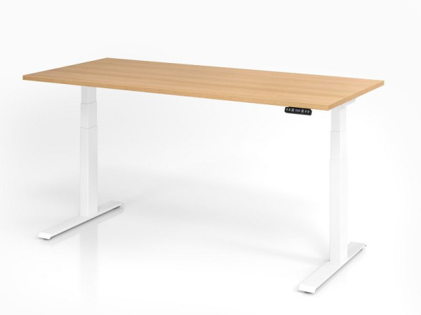 Hammerbacher Schreibtisch XDKB19, 180 x 80 cm, Platte: Eiche, 25 mm dick, ABS-Dickkante, Rechteckform, Weiß, VXDKB19/E/W