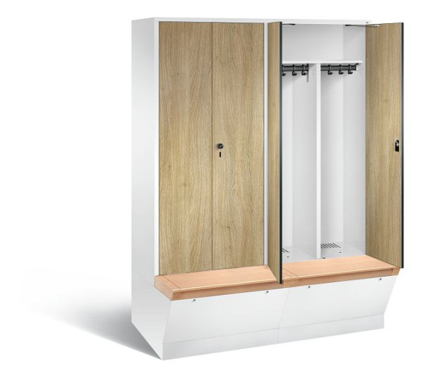 C+P Schwarz-Weiss-Spind Evolo, H2090xB1590xT815mm, Farbe: Verkehrsweiß / Dekor Eiche Sereno, 48056-42 S10171