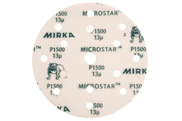 Mirka Schleifscheibe MICROSTAR 150mm Grip 15-fach gelocht P2500, VE: 50 Stück, FM61105096