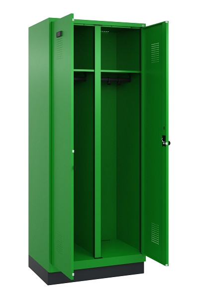 C+P Schwarz-Weiß-Spind Evolo PLUS, mit Sockel, 2 Abteile, 1950x800x500mm, 6037/6, Drehriegel, 049022-22 S10026