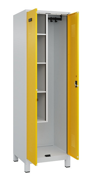 C+P Putzmittel-Spind Evolo PLUS, mit Füßen, 2 Abteile, 1950x600x500mm, 7035/102, Zylinderschloss, 049110-00 S10028