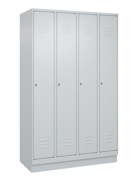 C+P Umkleidespind Classic PLUS mit Mitteltrennwand, Sockel, 4 Abteile, 1950x1200x500mm, 7035/7035, Zylinderschlösser, 080020-40F S10024