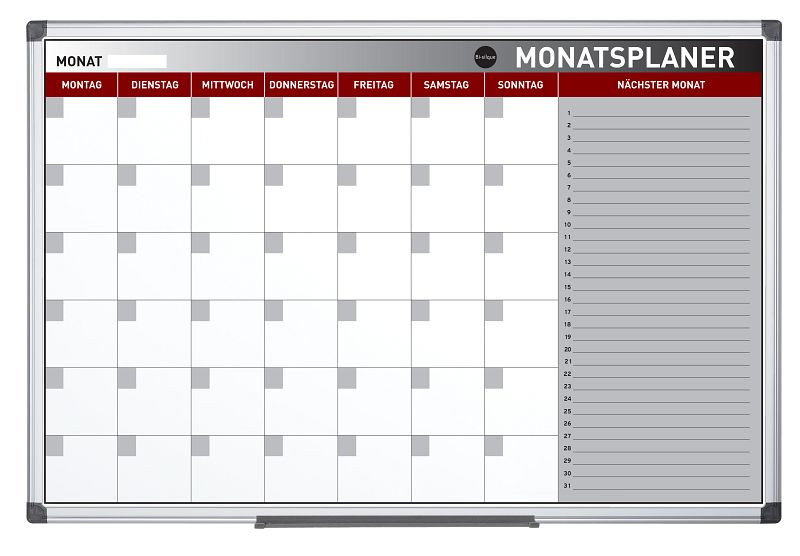 Bi-Office Maya Magnetischer Monatsplaner mit Aluminiumrahmen 90x60cm, GA03138170