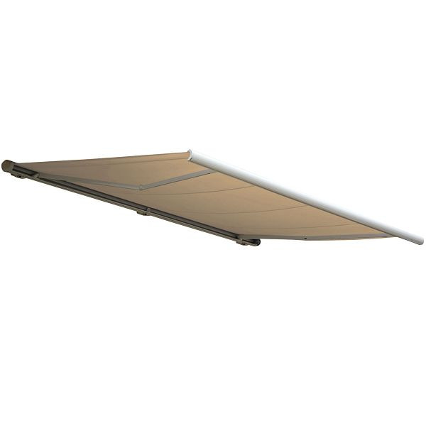 Mendler Elektronische Kassettenmarkise HWC-H27, Markise Vollkassette 6x3m, Polyester creme, Rahmen weiß, 72788+35606