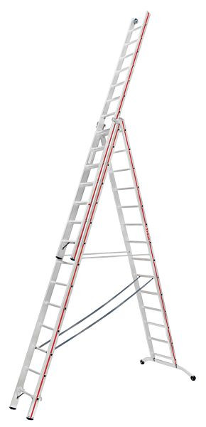 HYMER Mehrzweckleiter, dreiteilig, 3x14 Sprossen, Länge eingefahren 4,17 m / ausgefahren 9,78 m, 604742