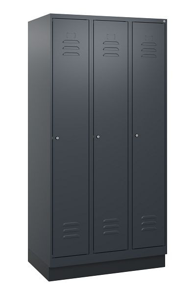 C+P Umkleidespind Classic PLUS, Sockel, 3 Abteile, 1800x900x500mm, 7016/7016, Zylinderschlösser, 0800207-30 S10027