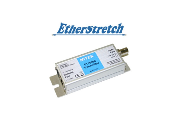 Nitek Ethernet, PoE Extender, Koax, für Etherstretch Switches, 1 Port, Erweiterung um 500m, ET1500C
