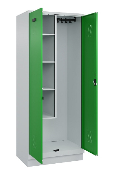 C+P Putzmittel-Spind Evolo PLUS, mit Sockel, 2 Abteile, 1950x800x500mm, 7035/603, Zylinderschloss, 049120-02 S10038