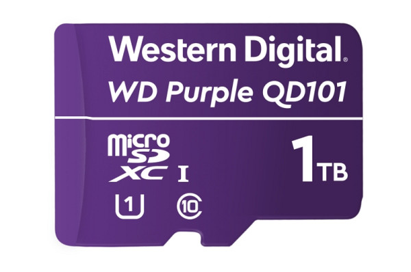 Western Digital MicroSDXC Speicherkarte, 1TB, Class 10, UHS-I U1, 512TBW, für Videoüberwachung, WDD100T1P0C