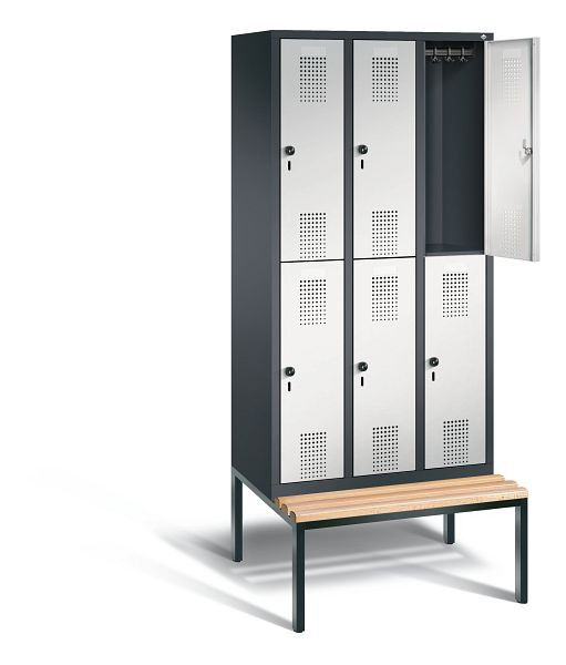 C+P Spind doppelstöckig Evolo, H2090xB900xT815mm, Farbe: Schwarzgrau / Lichtgrau, 48350-30 S10171