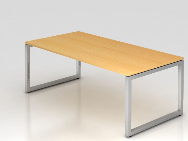 Hammerbacher Schreibtisch O-Fuß eckig 200x100cm Buche, Rechteckform mit schwebender Tischplatte, VRS2E/6/S
