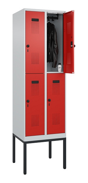 C+P Doppelstock-Spind Evolo PLUS, Gestell, 4 Fächer, 2120x600x500mm, 7035/3020, Drehriegel, 0493307-20 S10005