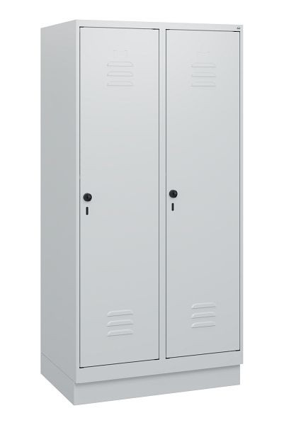 C+P Umkleidespind Classic PLUS, Sockel, 2 Abteile, 1630x800x500mm, 7035/7035, Drehriegel, 0800205-22 S10009