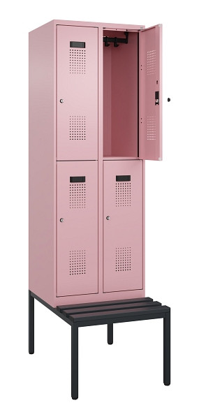 C+P Doppelstock-Spind Evolo PLUS, Bank, 4 Fächer, 2120x600x815mm, 3015/3015, Zylinderschloss, Sitzfläche Kunststoff, Sitzbank, 0493507-20 S10139