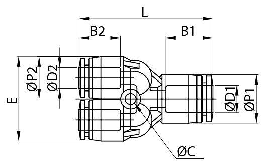 timmer B-YVr2-2x4-6-KU, Y-Verbinder reduzierend in zweifacher Ausführung, Schlauch-Ø: 6 mm, Schlauch-Ø: 4 mm, VE: 10 Stück, 03070141