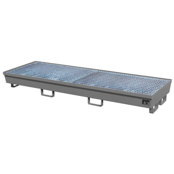 STEIN HGS Auffangwanne AM, für 200l Fässer, stapelbar, 233 Liter, RAL 7005 mausgrau, Gesamthöhe 285 mm, lackiert, 4 x 200 Liter Fass, 79183.0023