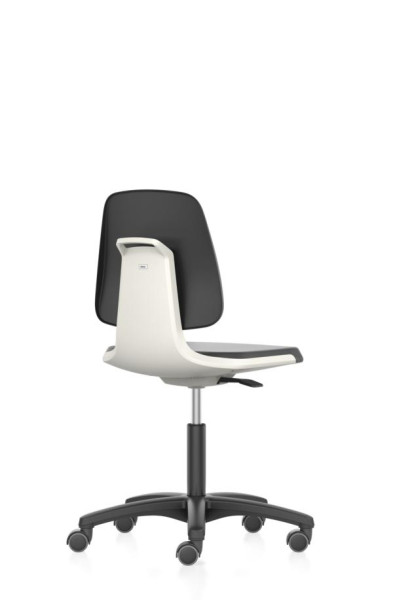 bimos Arbeitsstuhl Labsit mit Rollen, Sitzhöhe 450-650 mm, Stoff, Sitzschale weiß, 9123-5800-3403