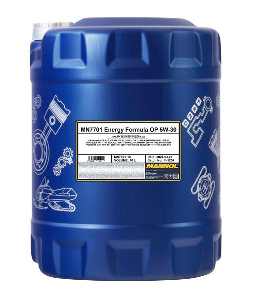 MANNOL Premium-Synthese-Motorenöl 7701 Energy Formula OP 5W-30, VE: 10 l, MN7701-10