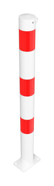 Schake Absperrpfosten Stahlrohr Ø 76 x 2,6 mm ortsfest, für Dübel Befestigung, feuerverzinkt und weiß beschichtet, 1 Öse, 476PB/1