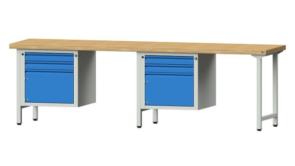 ANKE Werkbänke Kombiwerkbank, Modell 732 E, 2800 x 700 x 850 mm, RAL 7035/5012, BMP 50 mm, 511.001