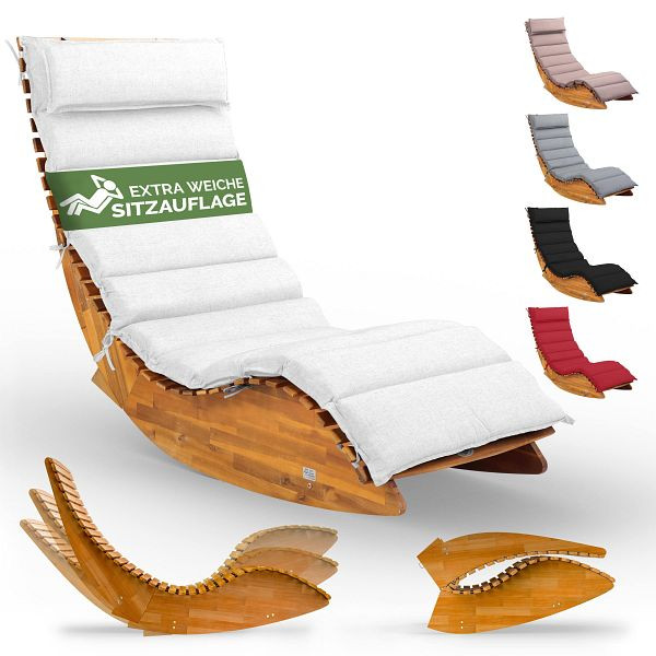 casaria Saunaliege Java Akazie FSC®-zertifiziert mit Auflage Creme, 997088