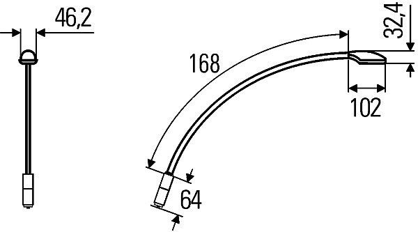 HELLA Leseleuchte, LED, 24/12V, 3.0W, LED, Anbau, Lichtscheibenfarbe: glasklar, LED-Lichtfarbe: weiß, innen, 168 mm, schwarz, 2JA 346 720-081