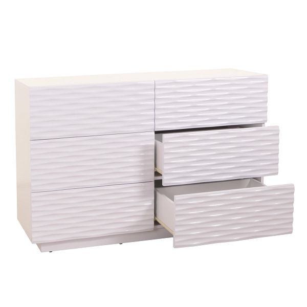 Mendler Kommode HWC-M52, Schrank Sideboard, 3D-Design Schubladen Push-to-open, 81x120x42cm Hochglanz weiß, 105397+105398+105411