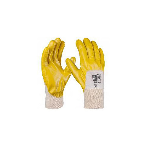 PRO FIT Premium Nitril-Handschuh, gelb, 3/4 beschichtet, Strickbund, Größe: 8, VE: 12 Paar, 85-8