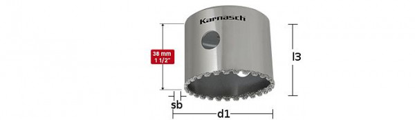 Karnasch Diamant-bestreute Lochsäge, Diamond-Grit Nutzlänge 38mm d=89mm, 211500089