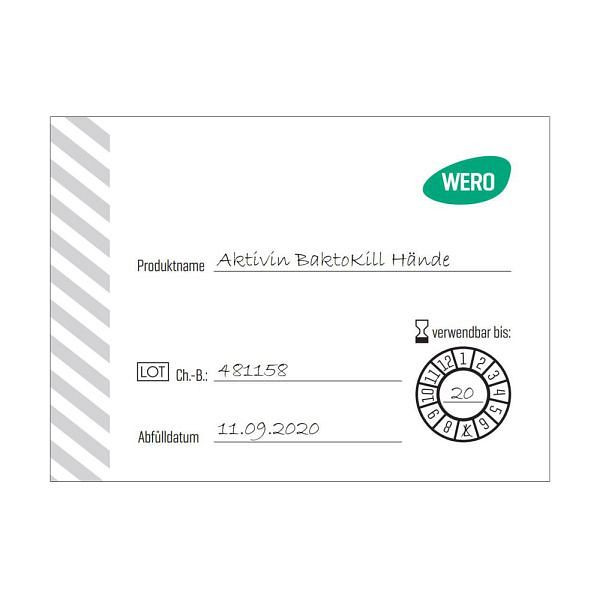 WERO Aufkleber "Umfüllen von Desinfektionsmittel", L 70 x B 50 mm, 20742067