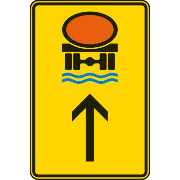 Stein HGS Wegweiser für Fahrzeuge mit wassergefährdender Ladung (geradeaus) Nr. 422-34, 630x420mm /RA1/Alform, 422-34-112