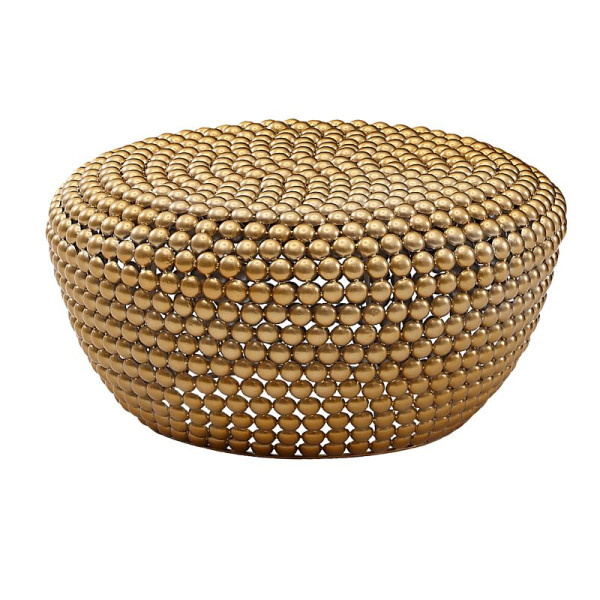 Wohnling Couchtisch Aluminium Gold 60x60x30 cm Wohnzimmertisch Metall Rund, Designer Sofatisch Alu Orientalisch, Runder Kaffeetisch Klein, WL6.456