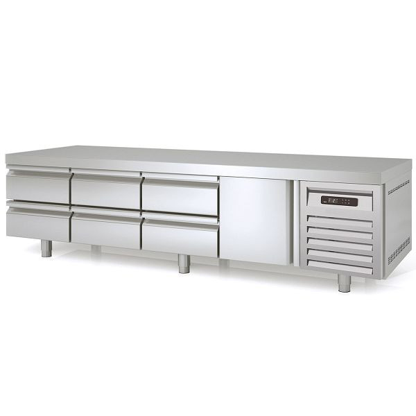 Vaiotec TOPLINE Unterbaukühltisch 700 / 4-fach GN 1/1 mit 6 Schubladen / 1 Tür Breite: 2245 mm, 11571