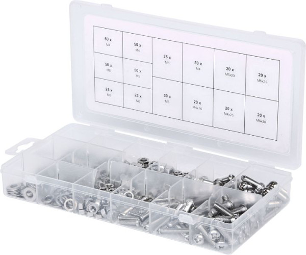 KS Tools Sortiment Linsenkopf-Maschinenschrauben, metrisch, 475-teilig, 970.0510