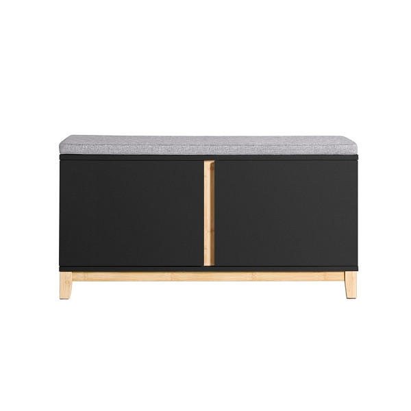 SoBuy Schuhbank mit 2 Türen Schwarz 90x34x46 cm, Klassisch, FSR117-SCH