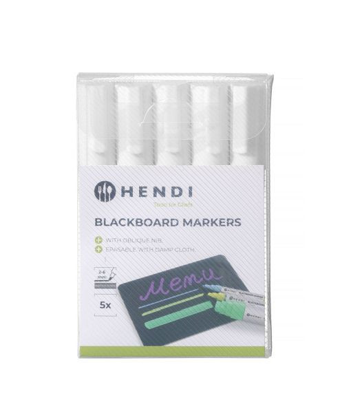 Hendi Kreidemarker 5x weiß, 6 mm, schräge Spitze, VE: 5 Stück, 664209