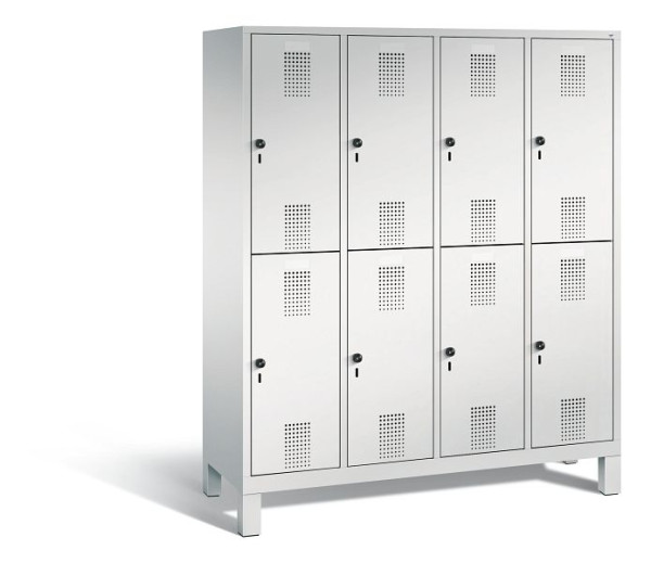 C+P Spind doppelstöckig Evolo, 4 Abteile, H1850xB1590xT500 mm, Grau, 48310-42 S10060