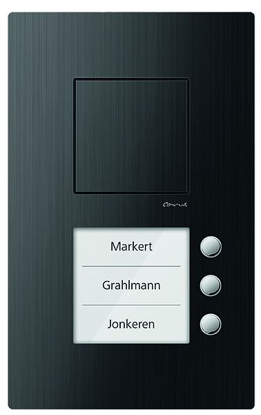 TCS Audio Außenstation Serie Carus IRIS mit 3 Klingeltasten (rechtsbündig), AP schwarz, CAE1003-0156